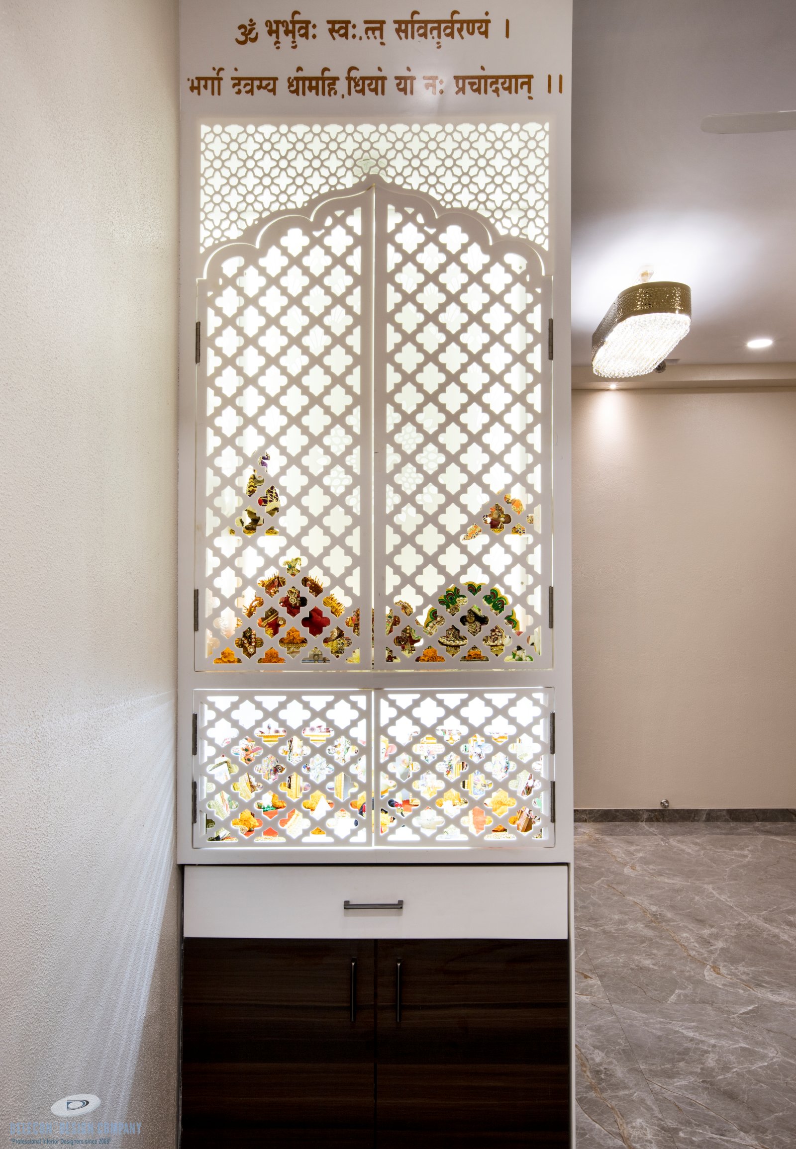 White Corian mandir for home in Panvel